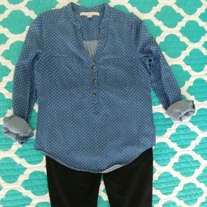 Chambray Polka Dot Popover Top
